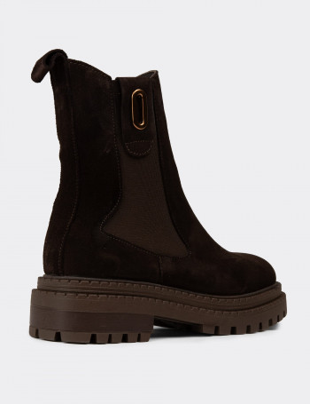 Kadın Hakiki Süet Kahverengi Bot - 61821ZKHVC01