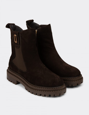 Kadın Hakiki Süet Kahverengi Bot - 61821ZKHVC01