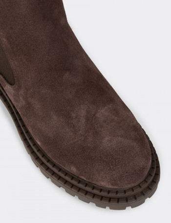 Kadın Hakiki Süet Kahverengi Bot - 61821ZKHVC03