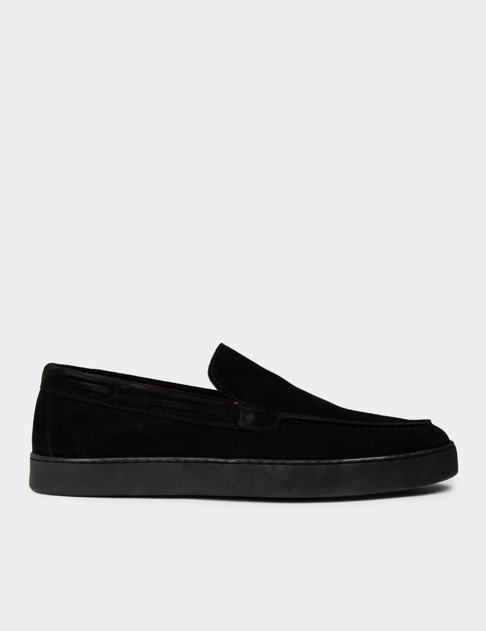 Erkek Hakiki Süet Siyah Loafer Ayakkabı - 01993MSYHC01