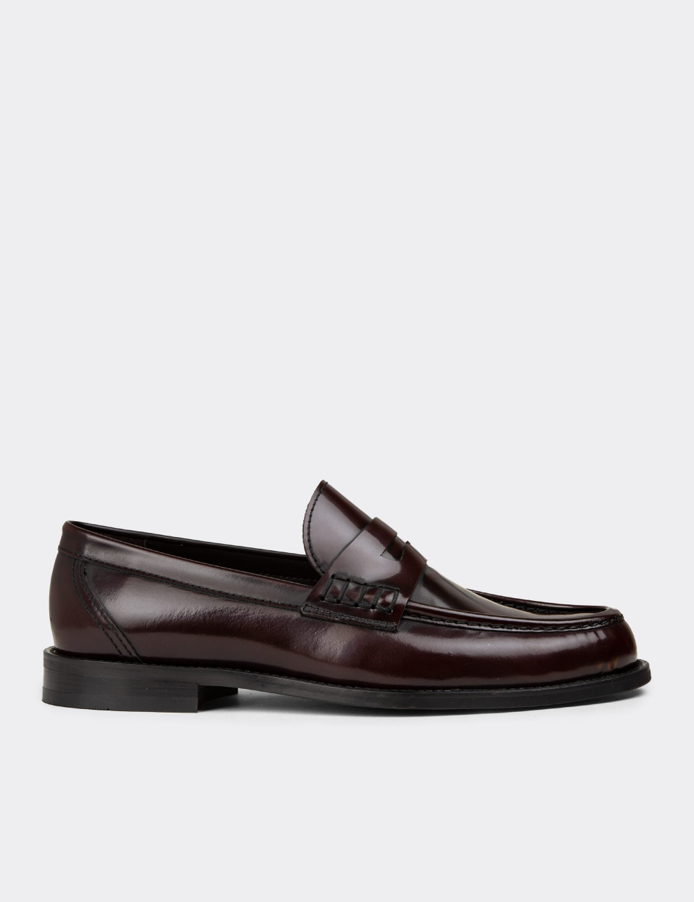 Erkek Hakiki Deri Bordo Loafer Ayakkabı - 02000MBRDM01