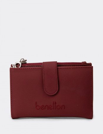 Kadın Bordo Yatay Cüzdan - Benetton