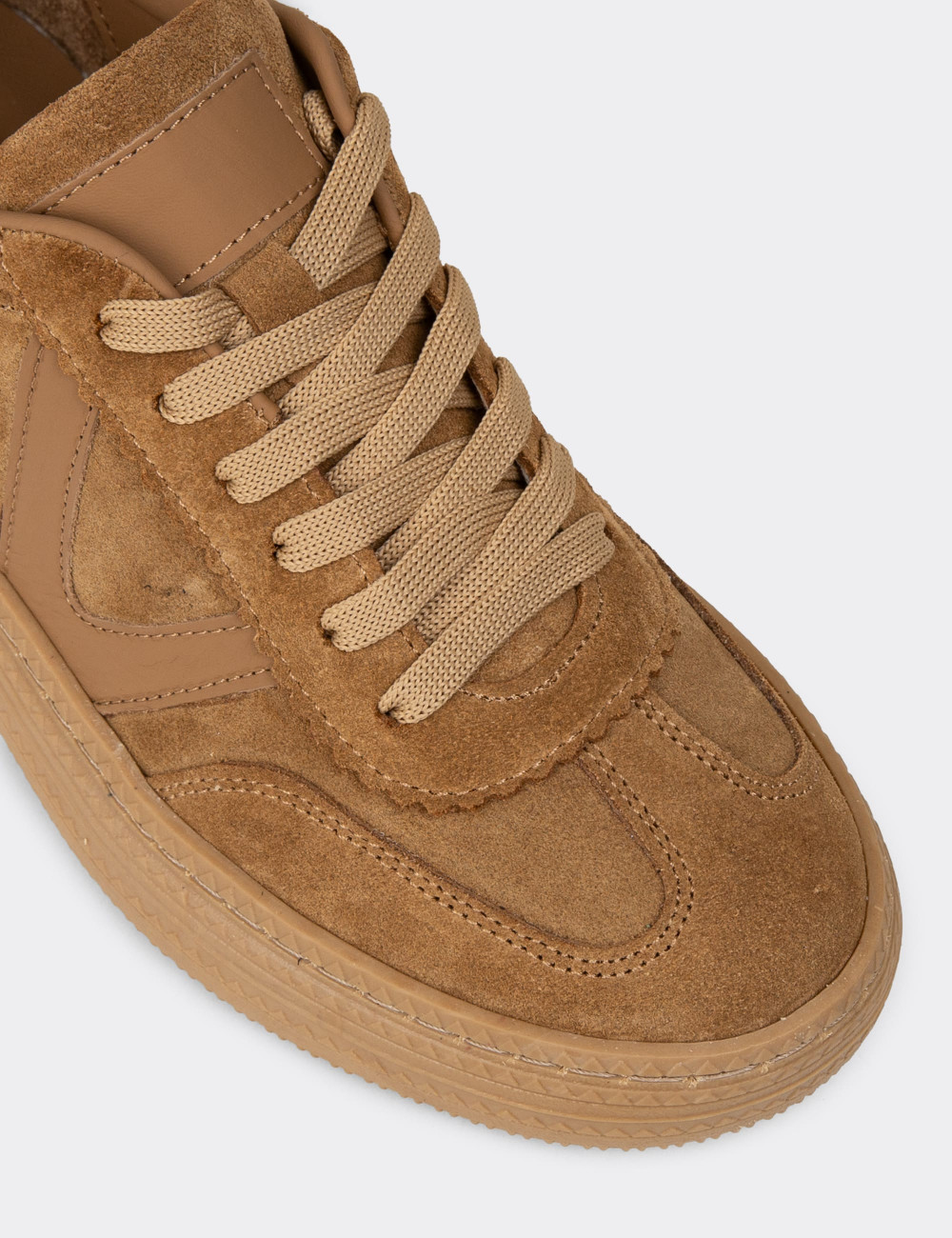 Kadın Hakiki Süet Taba Renk Sneaker Ayakkabı - N0170ZTBAC01