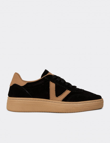 Kadın Hakiki Süet Siyah Sneaker Ayakkabı