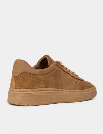 Kadın Hakiki Süet Taba Renk Sneaker Ayakkabı - N0170ZTBAC01