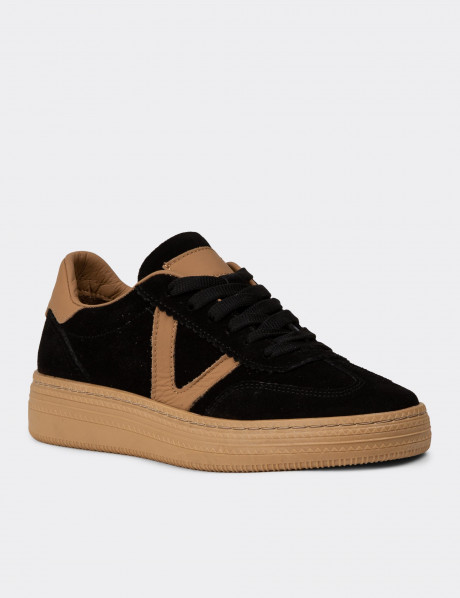 Kadın Hakiki Süet Siyah Sneaker Ayakkabı