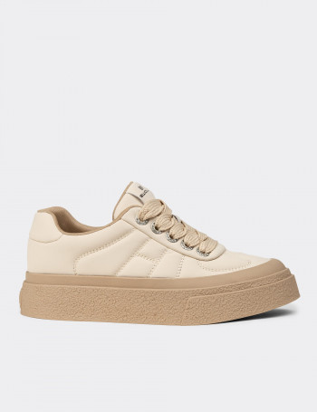 Kadın Bej Sneakers Ayakkabı