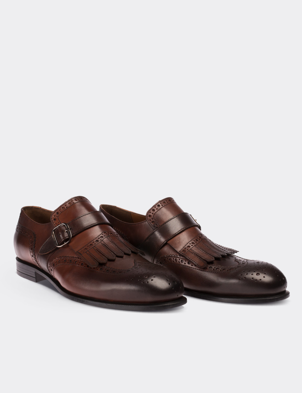 Hakiki Deri Özel Üretim Kahverengi Klasik Erkek Ayakkabı - 01680MKHVC01