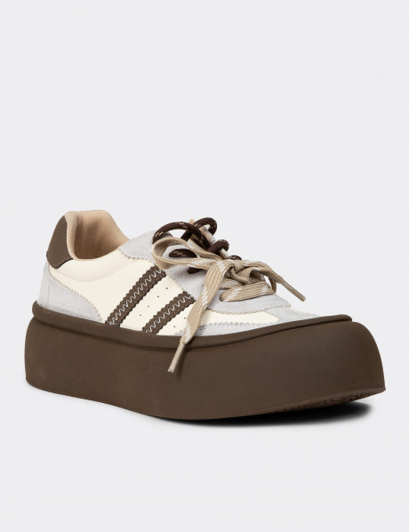 Kadın Bej Sneaker Ayakkabı