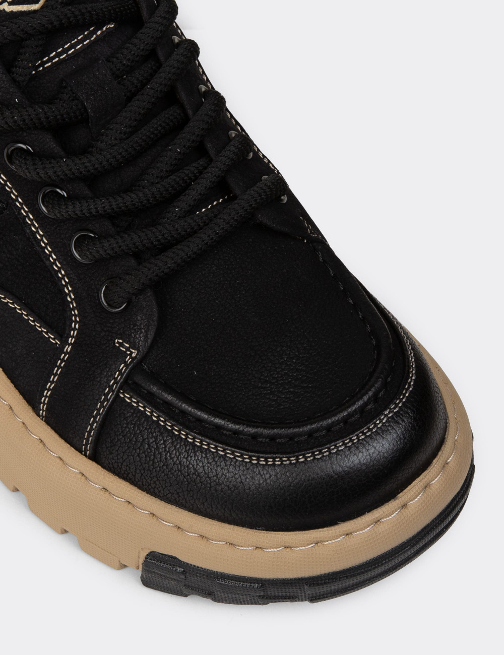 Erkek Hakiki Nubuk Siyah Sneaker Ayakkabı - 25552MSYHC01