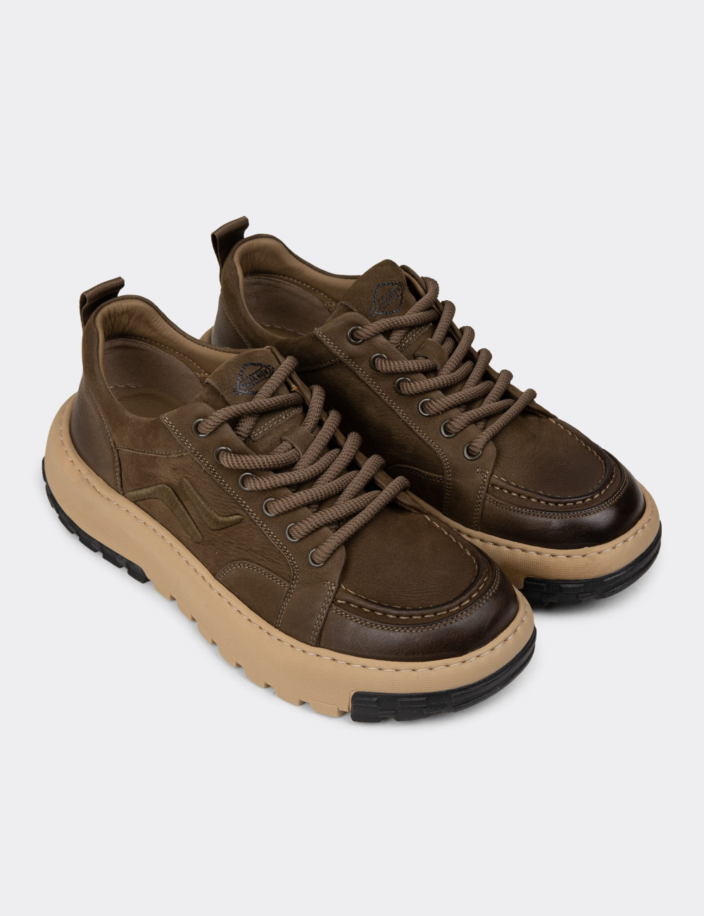 Erkek Hakiki Süet Haki Sneaker Ayakkabı - 25552MHAKC01