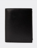 Erkek Hakiki Deri Siyah Dikey Cüzdan