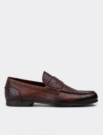 Erkek Hakiki Deri Taba Renk Loafer Ayakkabı - 01978MTBAC21