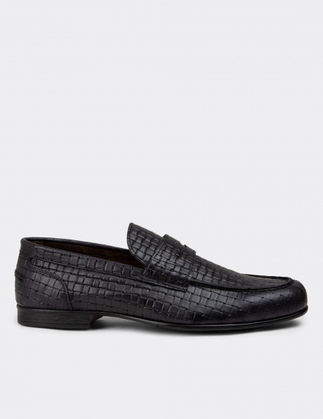 Erkek Hakiki Deri Siyah Loafer Ayakkabı
