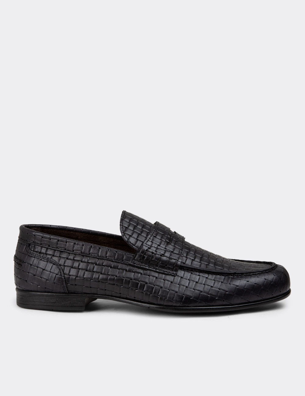 Erkek Hakiki Deri Siyah Loafer Ayakkabı - 01978MSYHC09