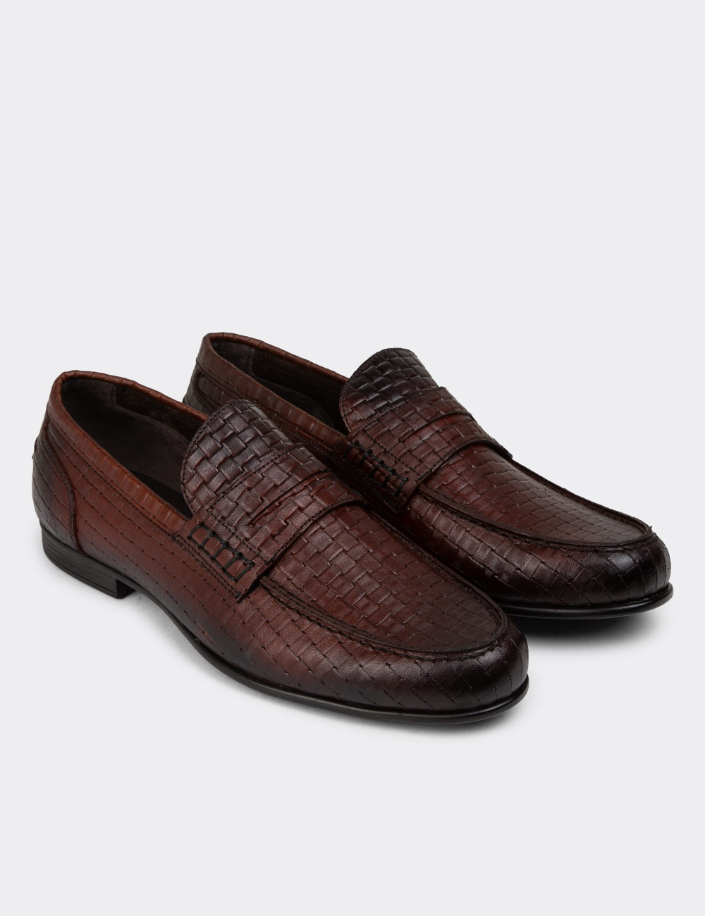 Erkek Hakiki Deri Taba Renk Loafer Ayakkabı - 01978MTBAC21