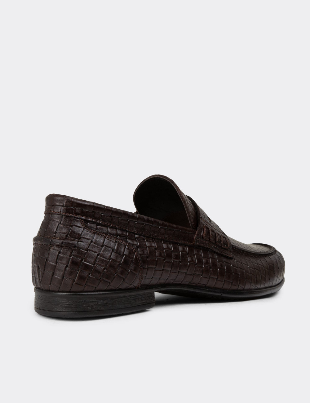 Erkek Kahverengi Hakiki Deri Loafer Ayakkabı - 01978MKHVC10