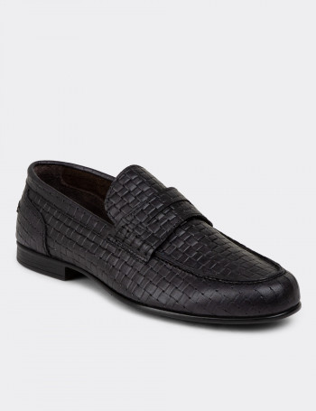 Erkek Hakiki Deri Siyah Loafer Ayakkabı