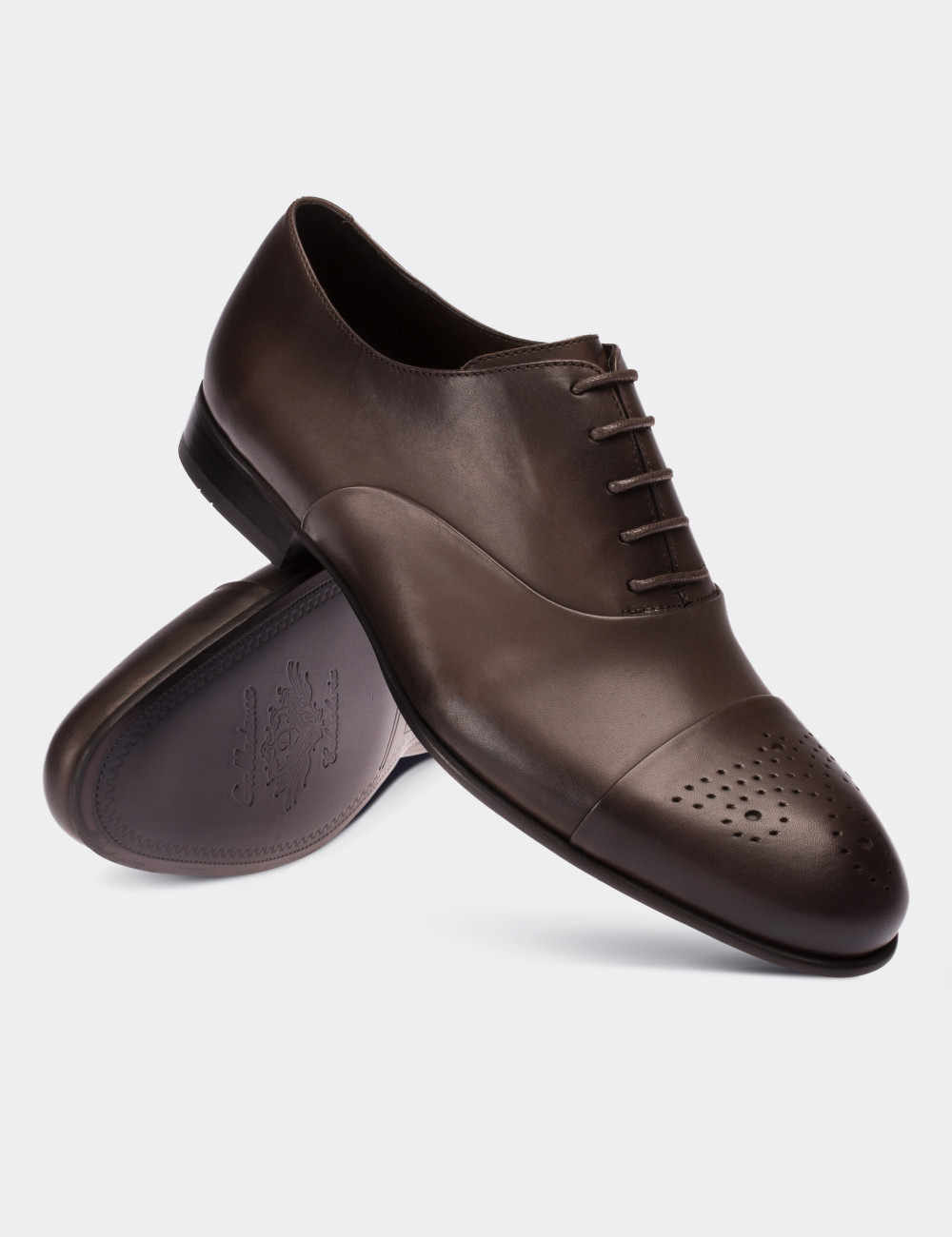 Hakiki Deri Vizon Rengi Klasik Erkek Ayakkabı - 01653MVZNM01