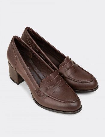 Kadın Kahverengi Hakiki Deri Topuklu Makosen - A3440ZKHVM01