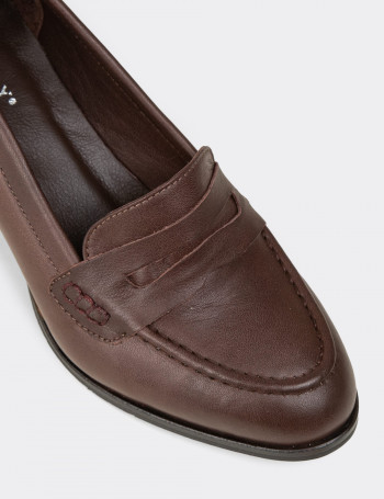 Kadın Kahverengi Hakiki Deri Topuklu Makosen - A3440ZKHVM01