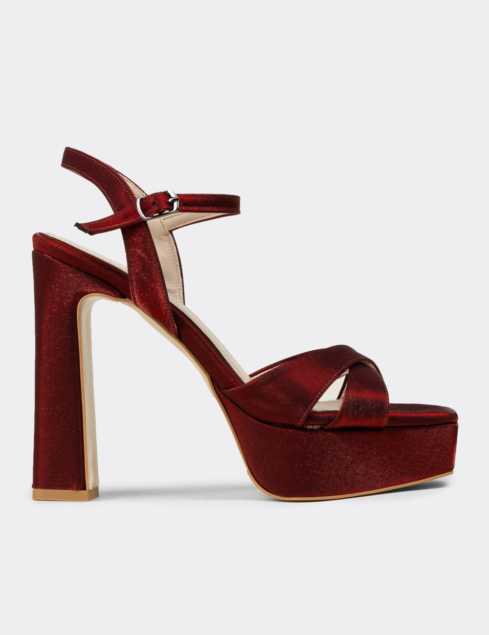 Kadın Bordo Platform Topuk Abiye Ayakkabı - SM210ZBRDM01