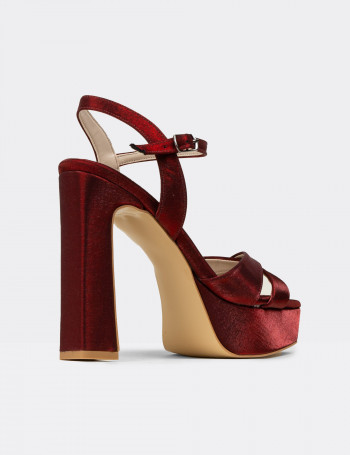 Kadın Bordo Platform Topuk Abiye Ayakkabı - SM210ZBRDM01