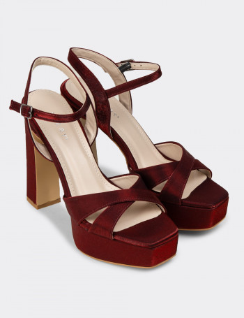 Kadın Bordo Platform Topuk Abiye Ayakkabı - SM210ZBRDM01