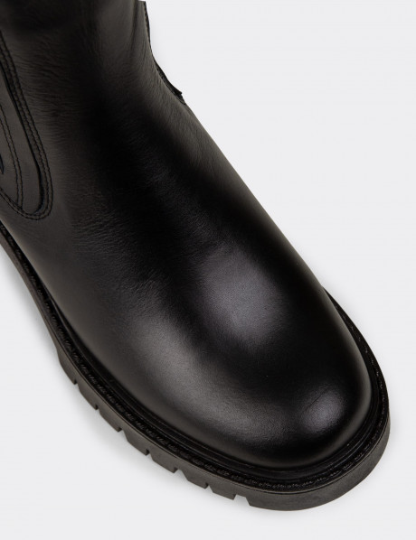 Kadın Hakiki Deri Siyah Bot