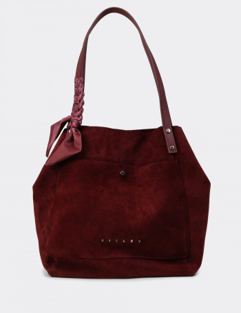 Hakiki Süet Bordo Kadın Omuz Çantası - SL303ZBRDY01