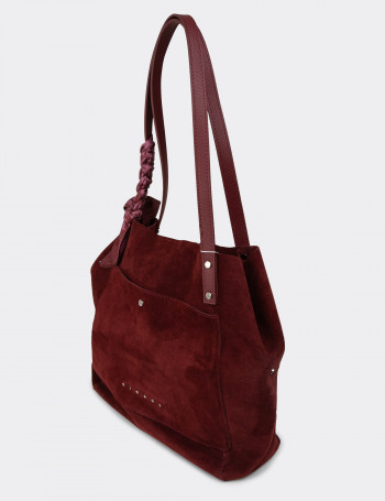 Hakiki Süet Bordo Kadın Omuz Çantası - SL303ZBRDY01
