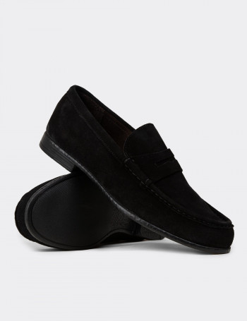 Hakiki Deri Siyah Loafer Erkek Ayakkabı - 01510MSYHC01