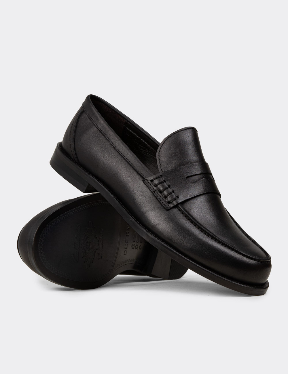 Hakiki Deri Siyah Loafer Erkek Ayakkabı - 01538MSYHM02