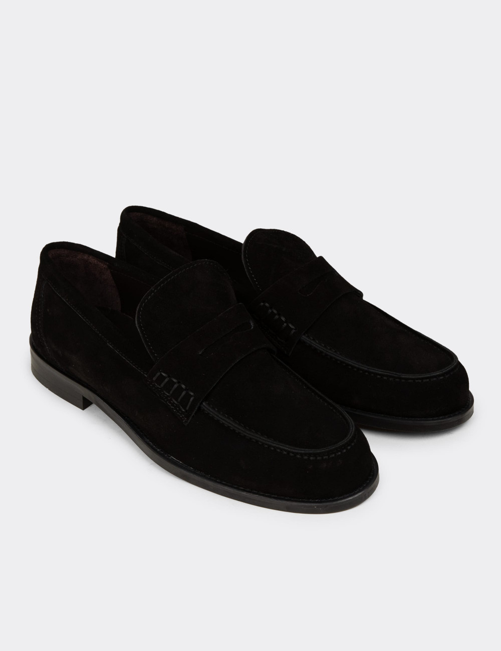 Hakiki Süet Siyah Erkek Mokasen - 01538MSYHN03