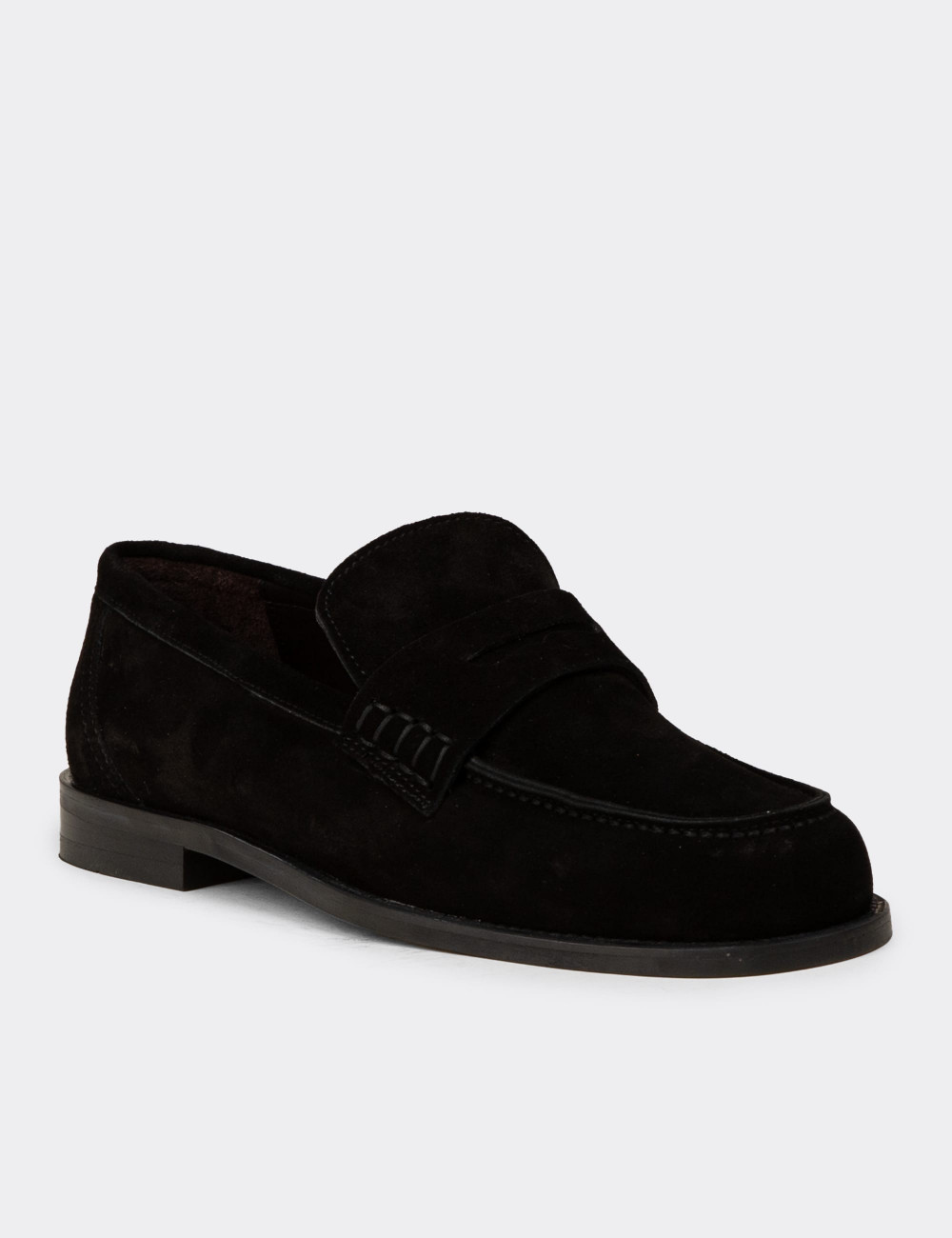 Hakiki Süet Siyah Erkek Mokasen - 01538MSYHN03