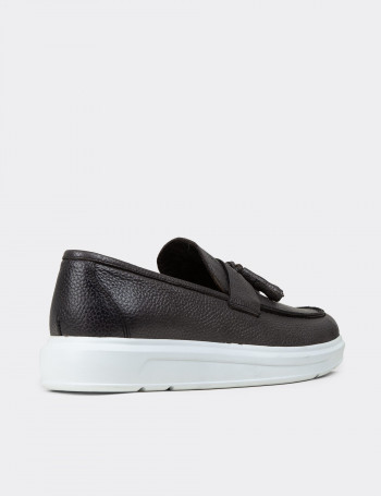 Hakiki Deri Gri Comfort Erkek Loafer - 01587MGRIP02