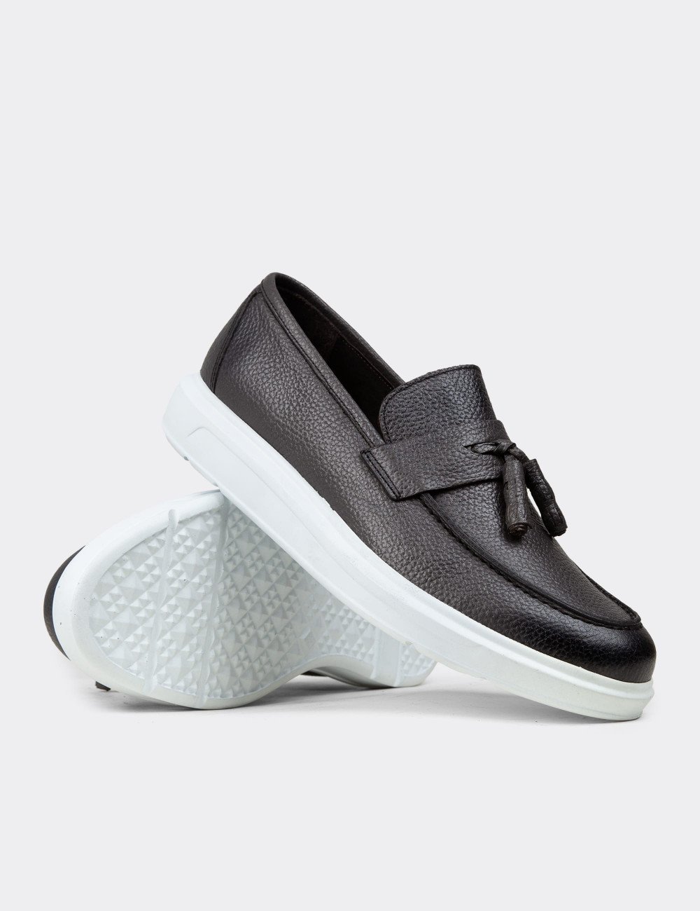 Hakiki Deri Gri Comfort Erkek Loafer - 01587MGRIP02