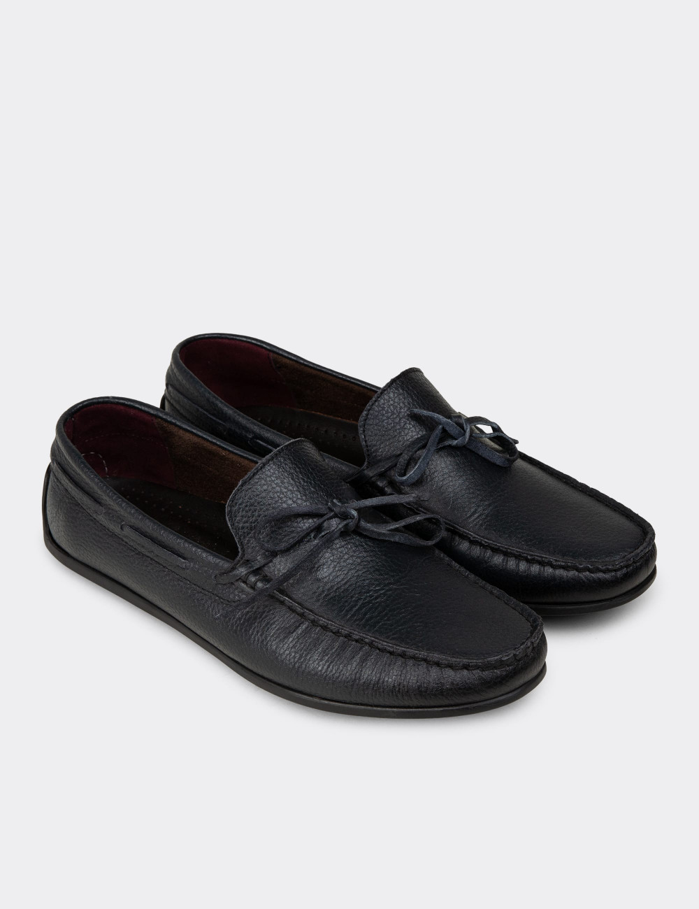 Hakiki Deri Lacivert Loafer Erkek Ayakkabı - 01647MLCVC04