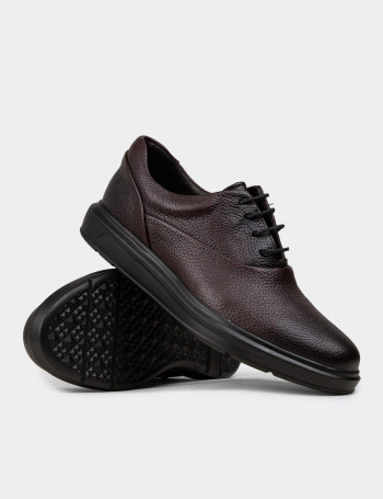 Hakiki Deri Bordo Comfort Günlük Erkek Ayakkabı - 01652MBRDP05