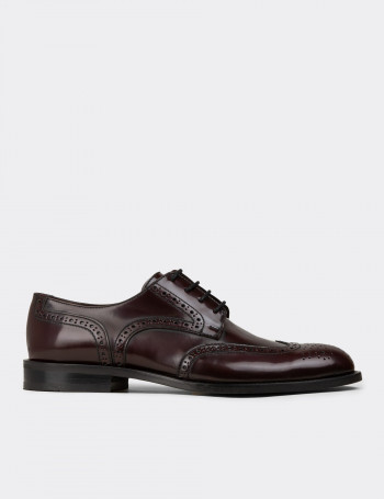 Hakiki Deri Bordo Klasik Oxford Erkek Ayakkabı - 01696MBRDM01