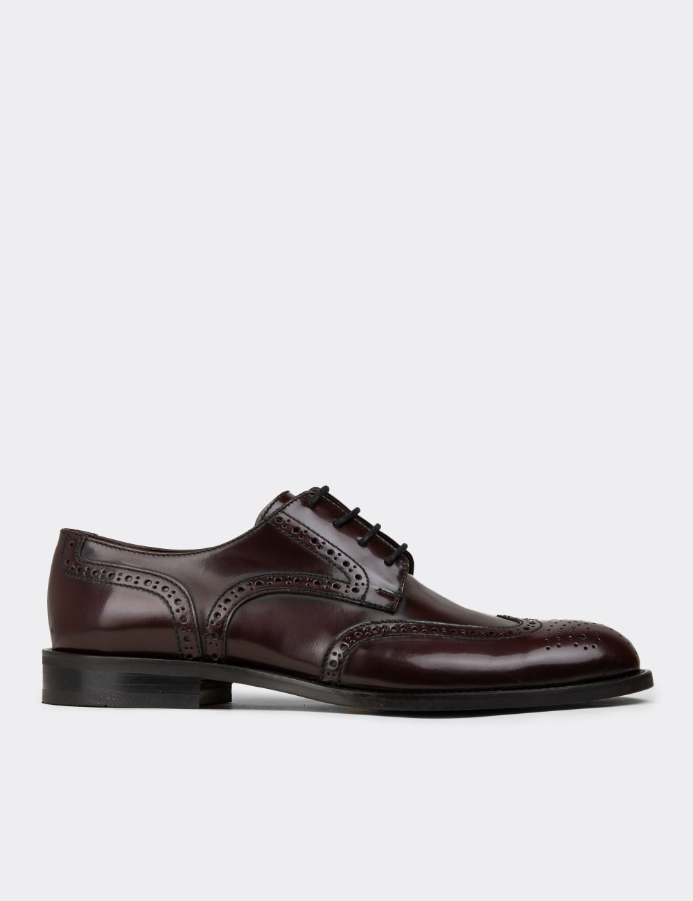 Hakiki Deri Bordo Klasik Oxford Erkek Ayakkabı - 01696MBRDM01