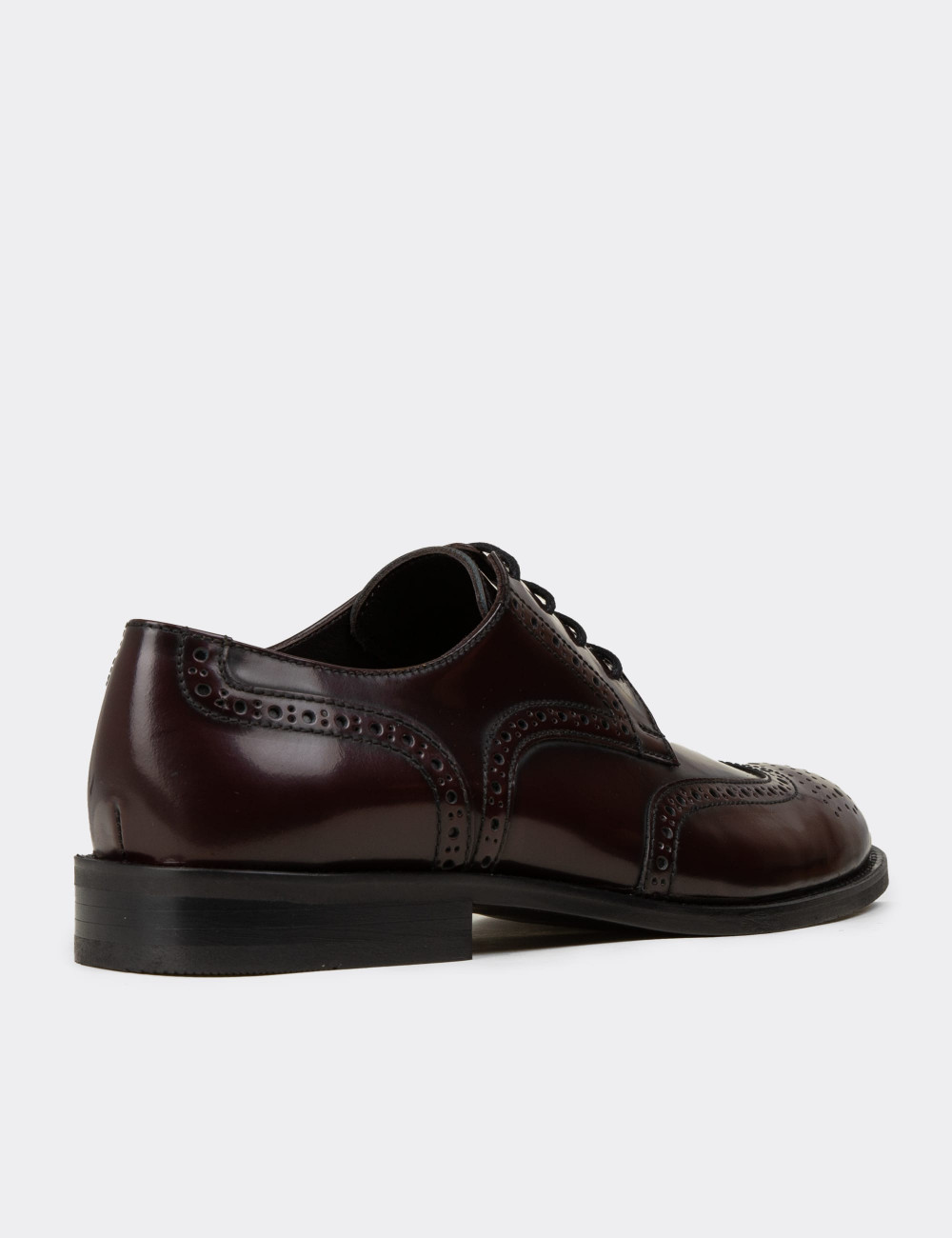 Hakiki Deri Bordo Klasik Oxford Erkek Ayakkabı - 01696MBRDM01