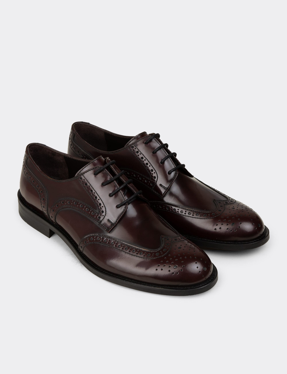 Hakiki Deri Bordo Klasik Oxford Erkek Ayakkabı - 01696MBRDM01