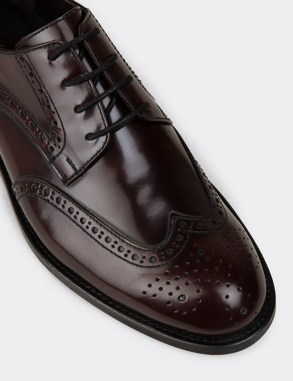Hakiki Deri Bordo Klasik Oxford Erkek Ayakkabı - 01696MBRDM01