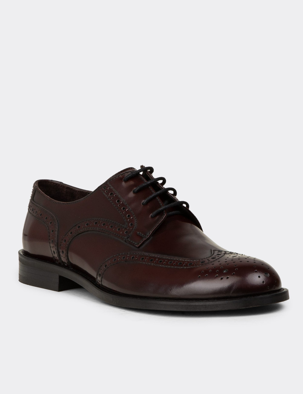 Hakiki Deri Bordo Klasik Oxford Erkek Ayakkabı - 01696MBRDM01