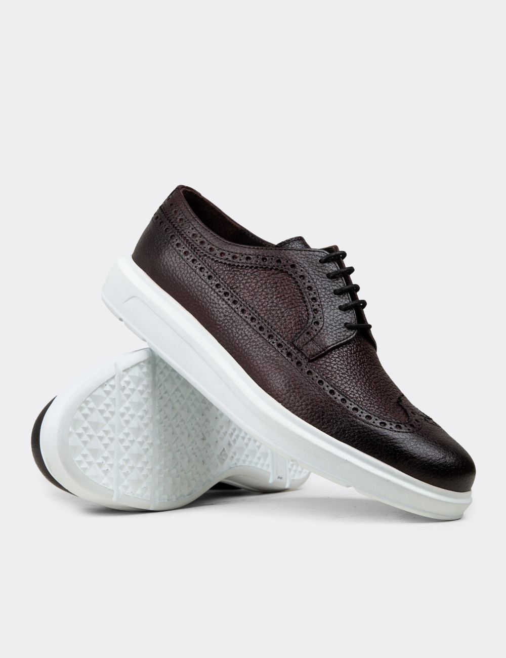 Hakiki Deri Bordo Comfort Günlük Erkek Ayakkabı - 01293MBRDP05