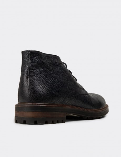 Hakiki Deri Lacivert Erkek Çöl Botu