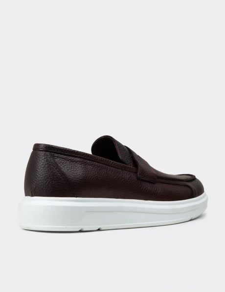 Hakiki Deri Bordo Erkek Loafer