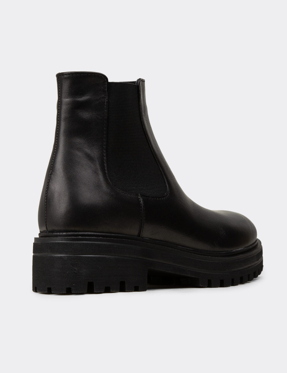 Hakiki Deri Siyah Chelsea Kadın Bot - 01801ZSYHE02