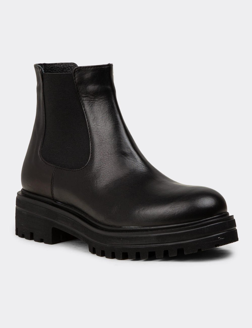 Hakiki Deri Siyah Chelsea Kadın Bot - 01801ZSYHE02